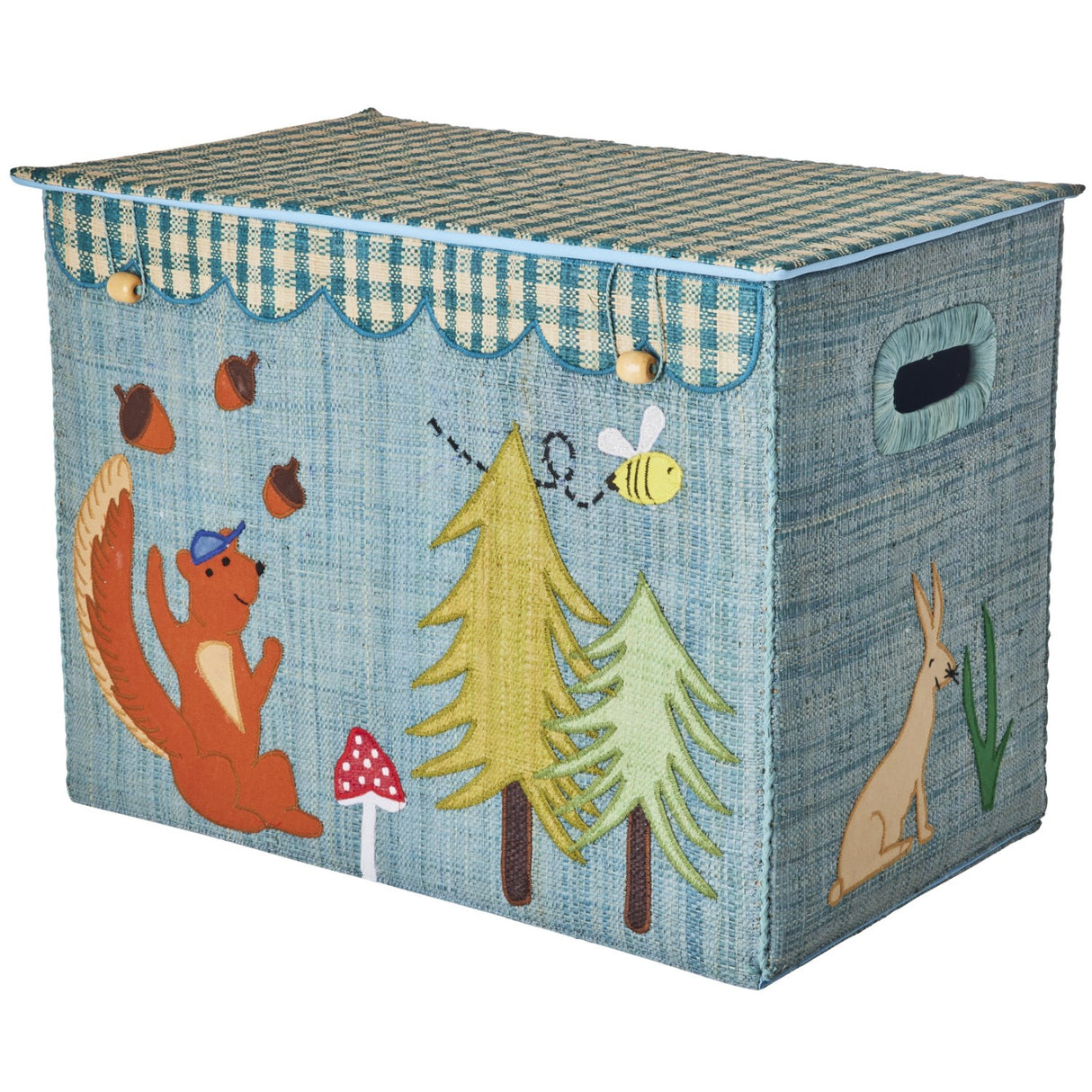 Rice Raffia Förvaring Box Med Happy Forest Theme - Large - Foldable