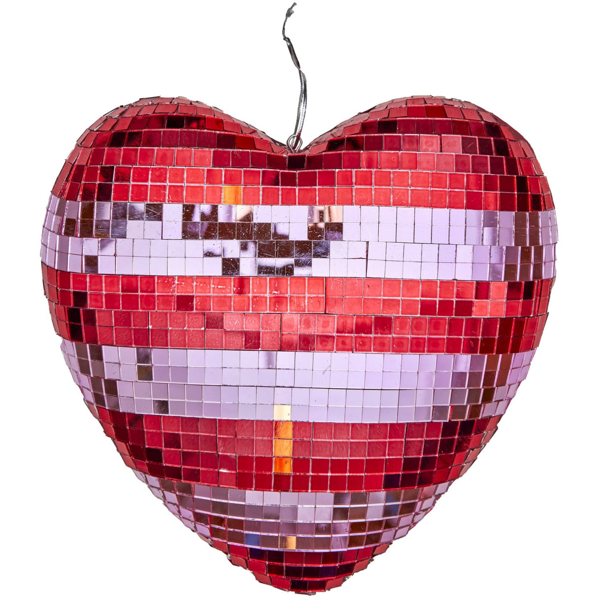 Rice Disco Boll I Heart Shape Med Red Och Pink Stripes - Large