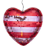 Rice Disco Boll I Heart Shape Med Red Och Pink Stripes - Large