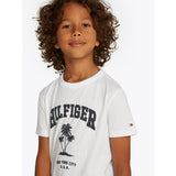 Tommy Hilfiger White Hilfiger Palm Print T-Skjorta