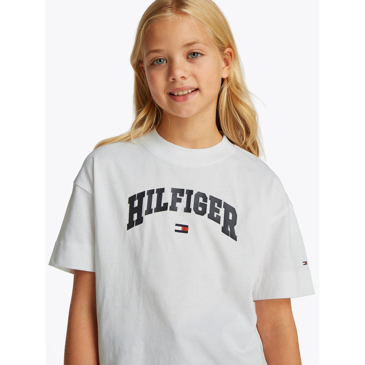 Tommy Hilfiger White Melange Varsity Archive T-Skjorta