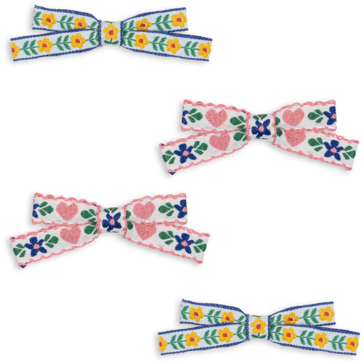Konges Sløjd White/Rose 4 Pack Mini Rosett Hårklämmor