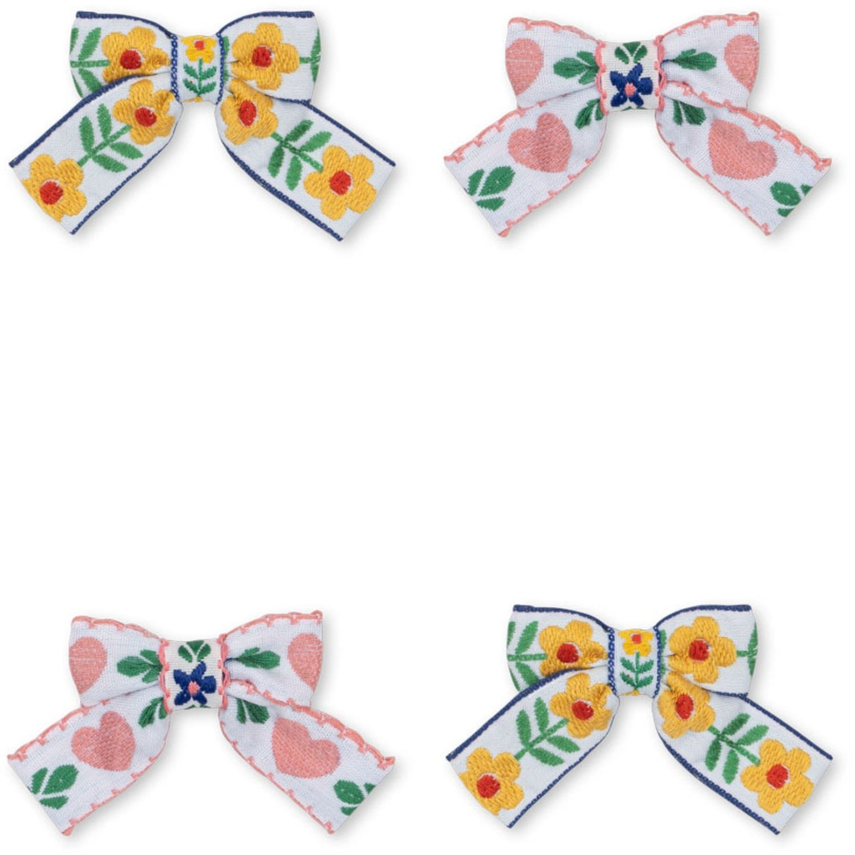 Konges Sløjd White/Rose 4 Pack Rosett Hårklämmor