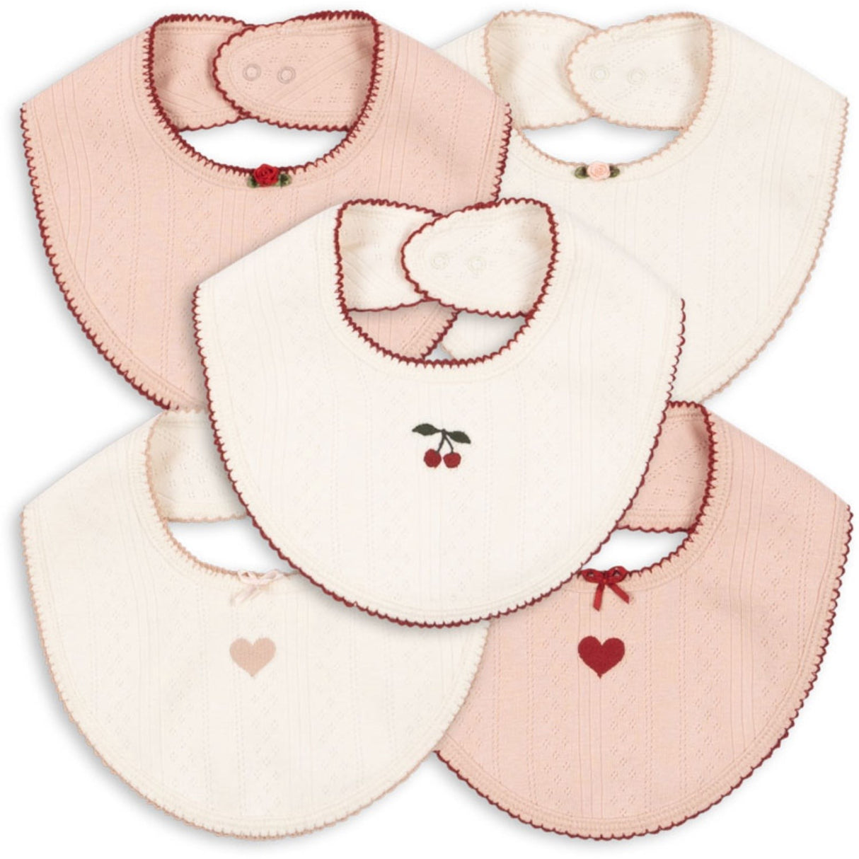 Konges Sløjd Rose/White Mix Minna 5 Pack Haklapp