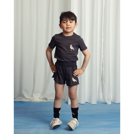 Mini Rodini Black Seagull Embroidery Shorts