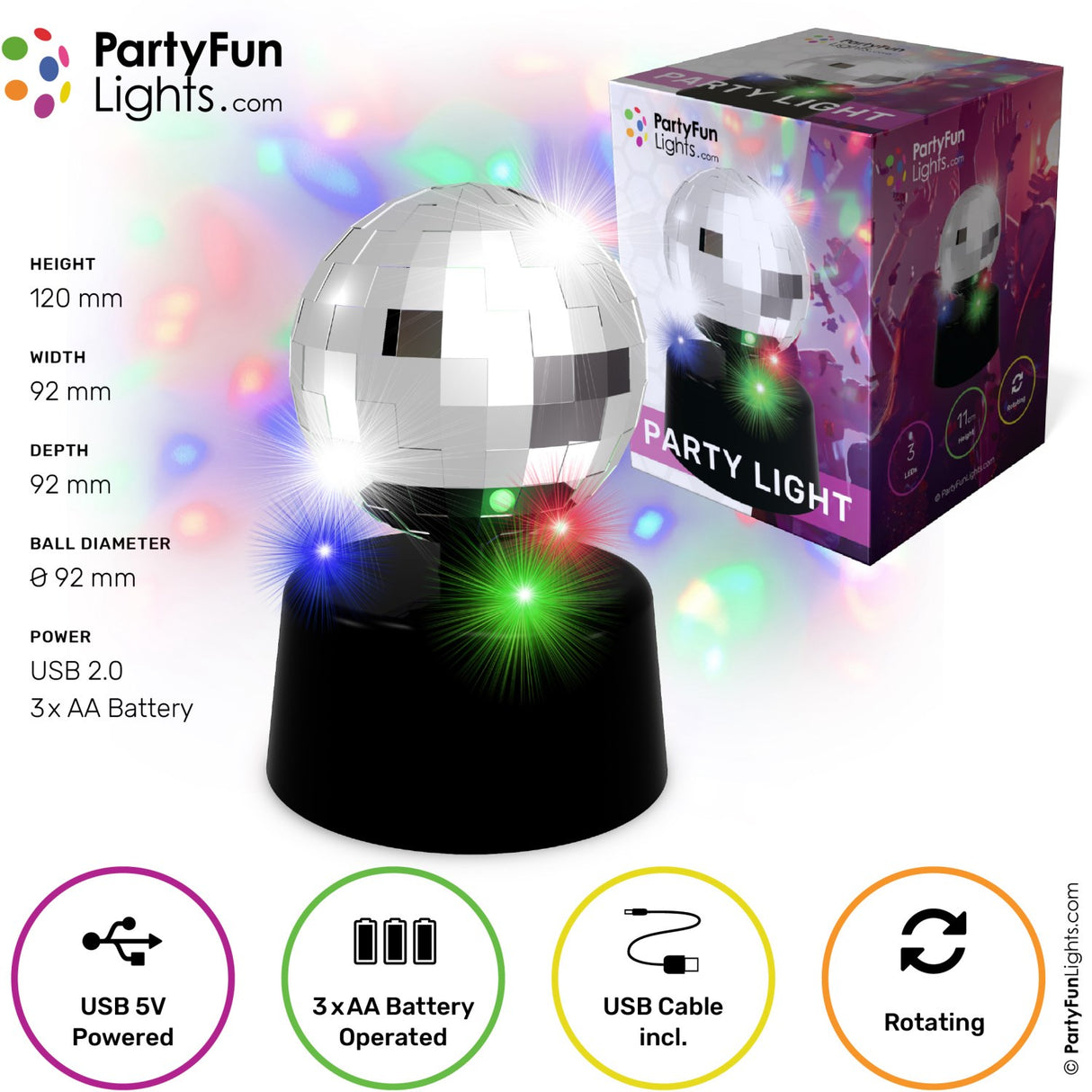 Party Funlight Mini Spegel Bolllampa Ø: 9,2 cm