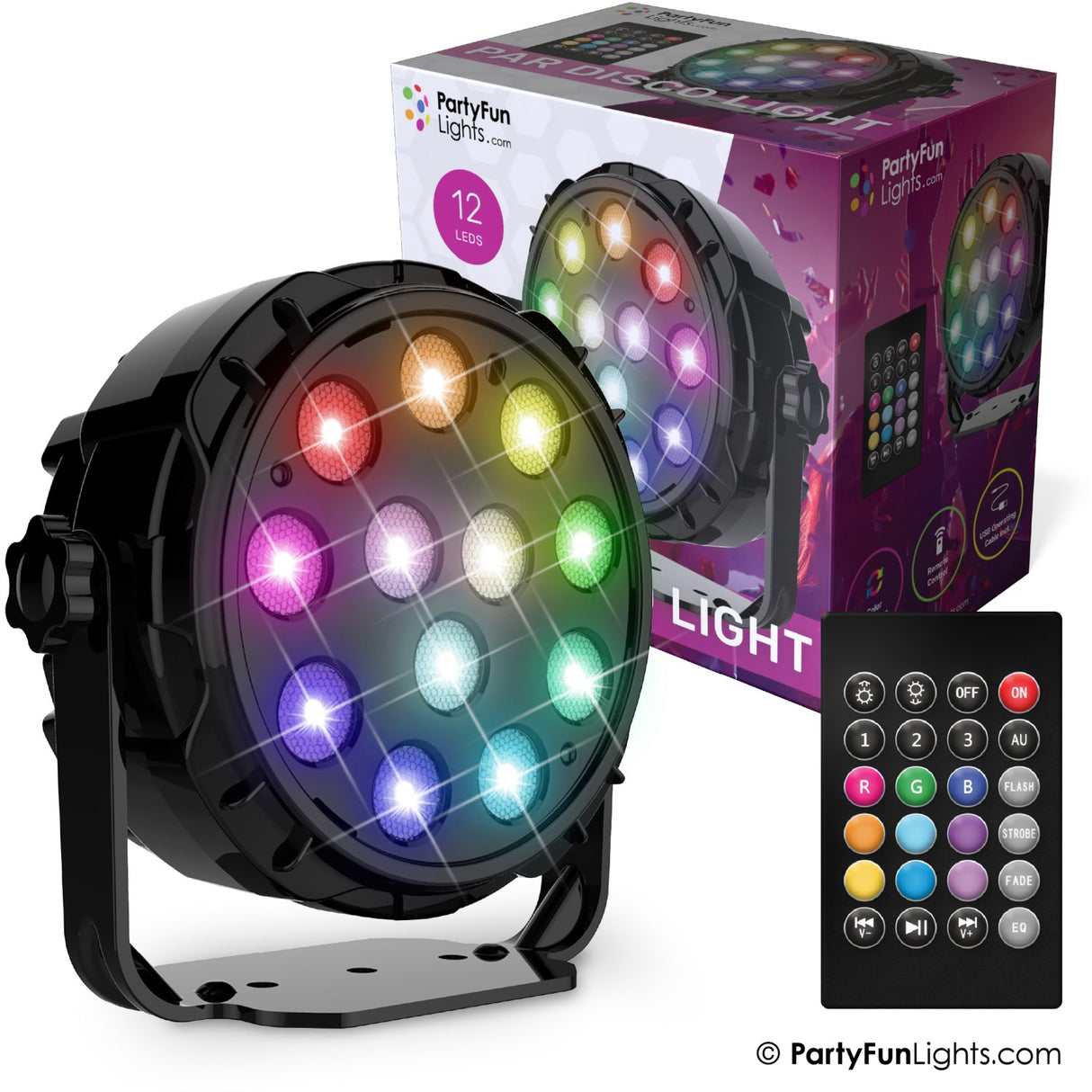 Party Funlight Strålkastare Disco Lampa med fjärrkontroll Ø: 12.6cm