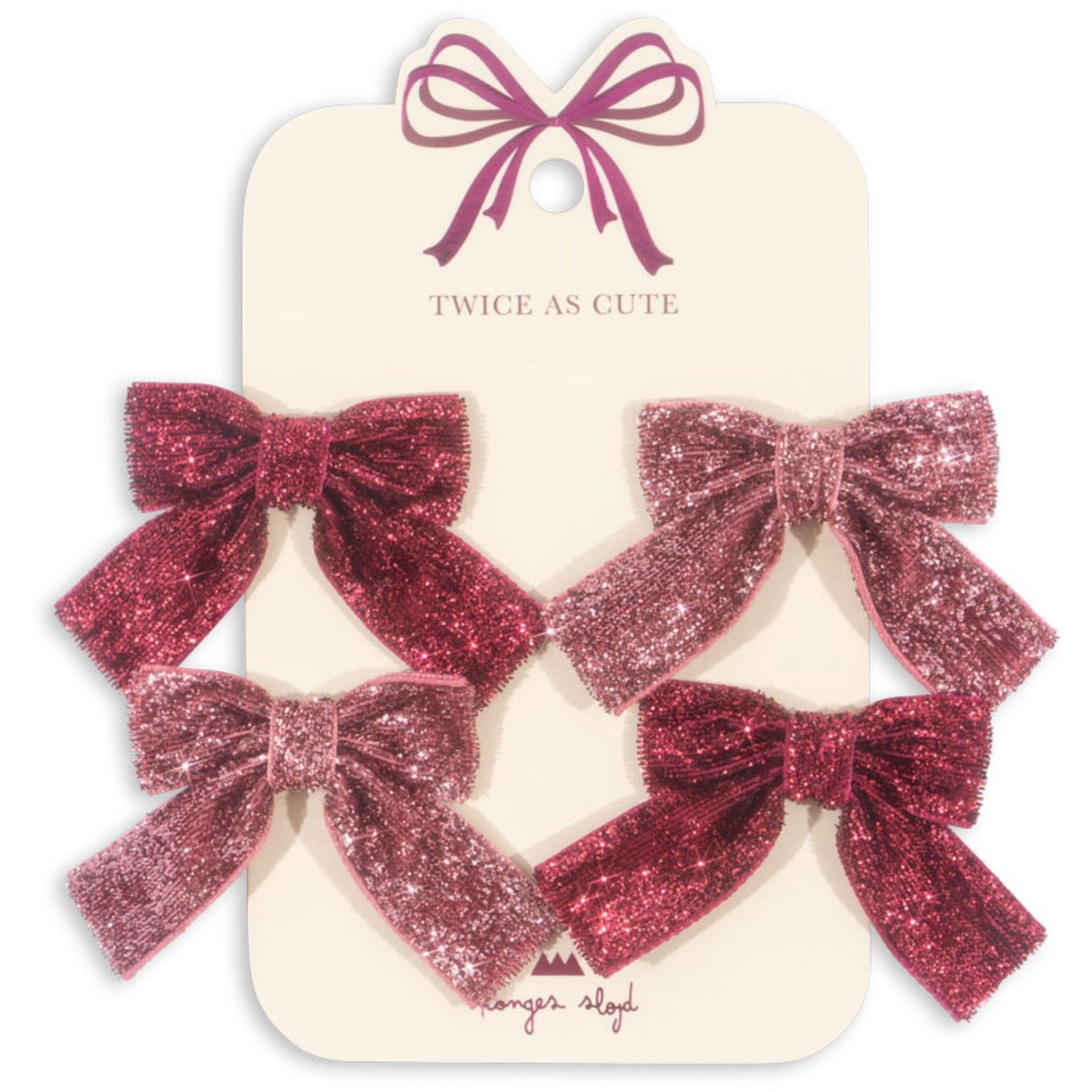 Konges Sløjd Pink Mix 4 Pack Glitter Rosett Hårklämmor