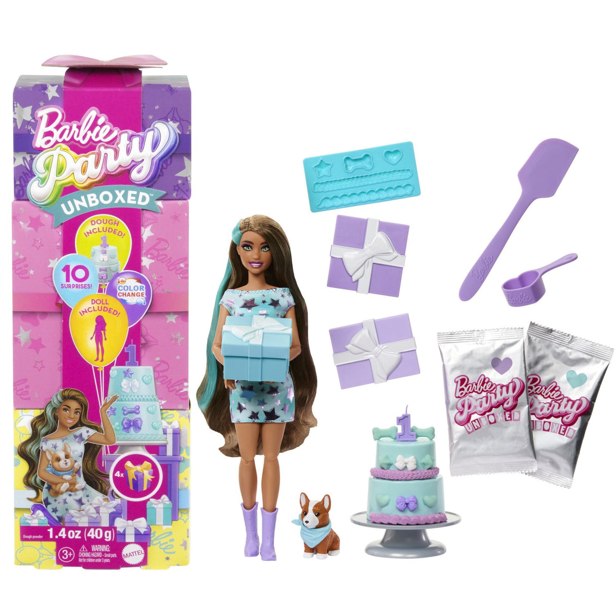 Barbie® Party Unboxed Brunette Docka