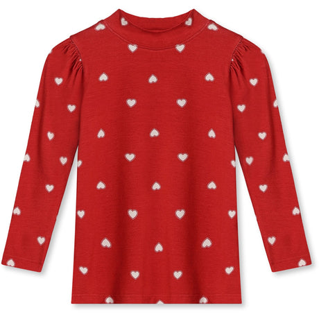 Fliink Pompeian Red Aop Kelly Puff Ls Blus