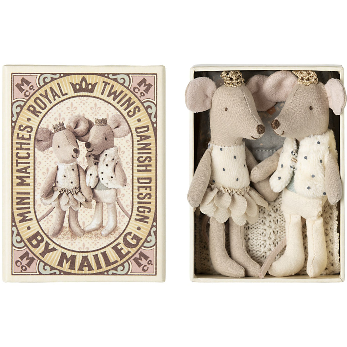 Maileg Royal Twin Mice, Little Sister Och Brother I Matchbox