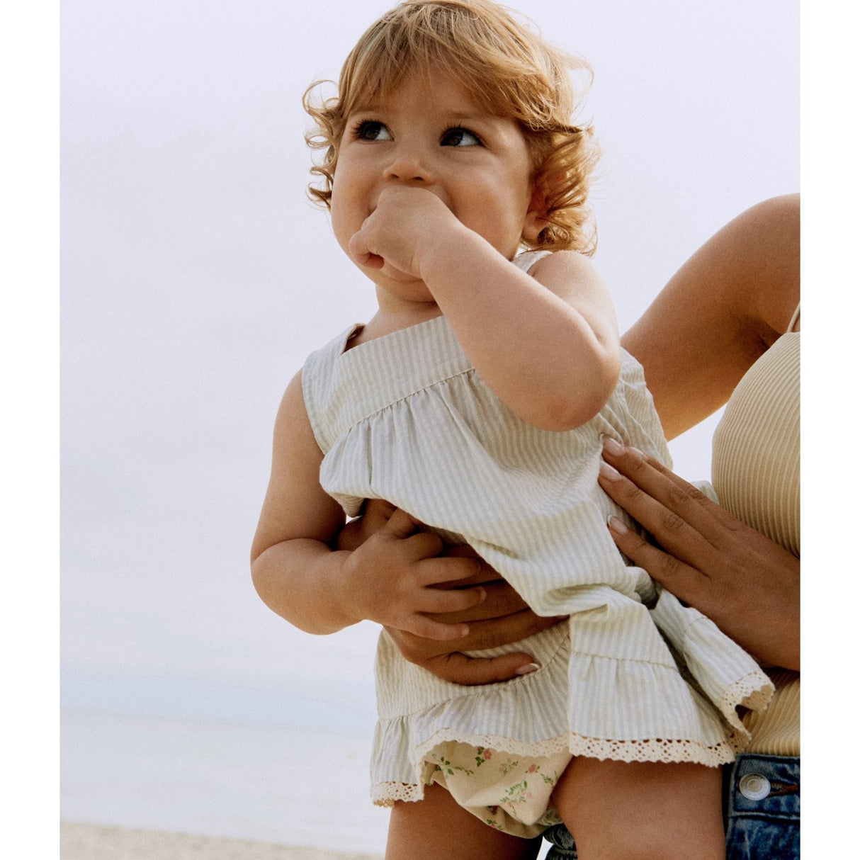 Wheat Summer Blue Stripe Klänning Ruffle Ayla