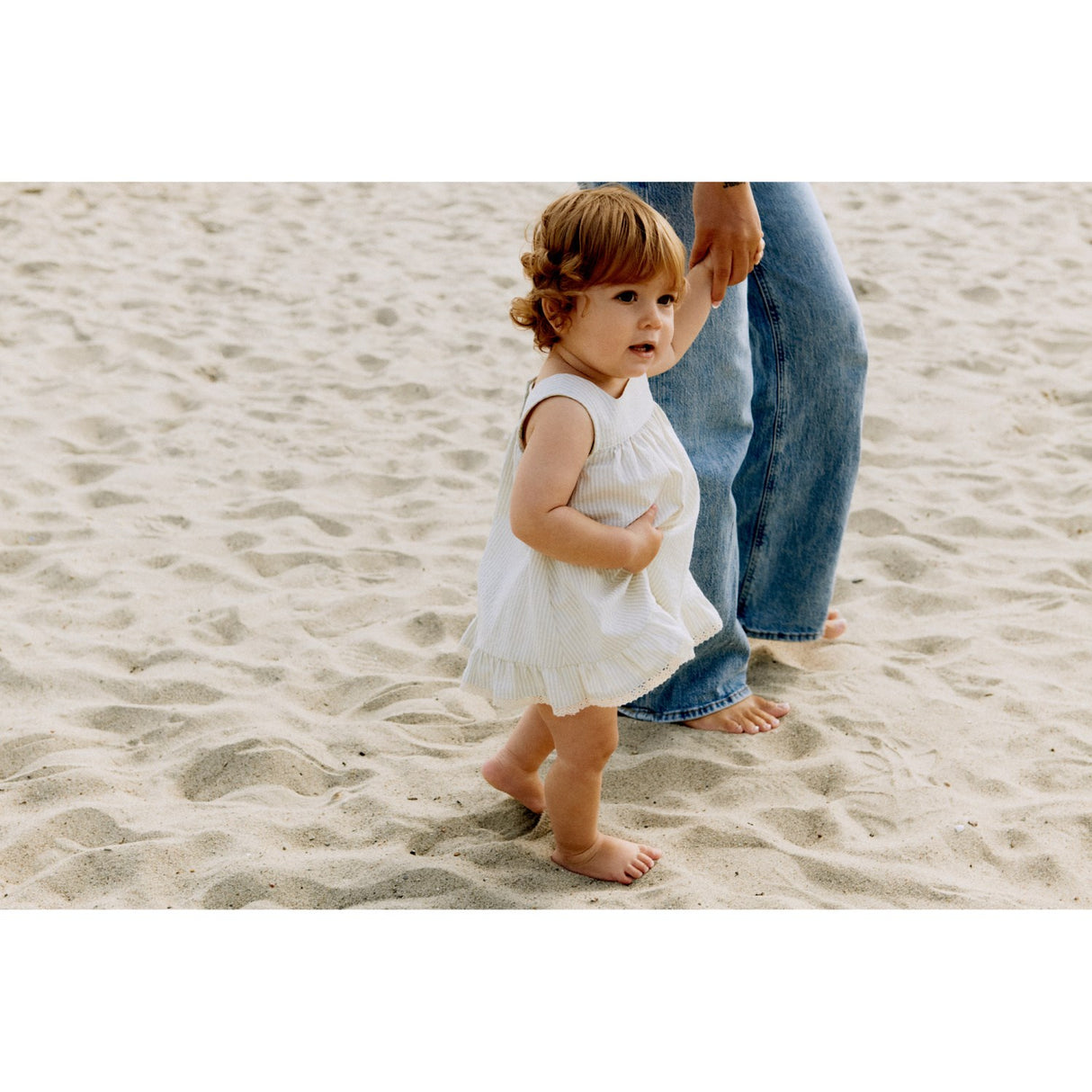 Wheat Summer Blue Stripe Klänning Ruffle Ayla