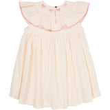 COPENHAGEN COLORS Dusty Rose W Cream Stripe W. Pink Seersucker Klänning W. Heart