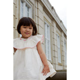 COPENHAGEN COLORS Dusty Rose W Cream Stripe W. Pink Seersucker Klänning W. Heart