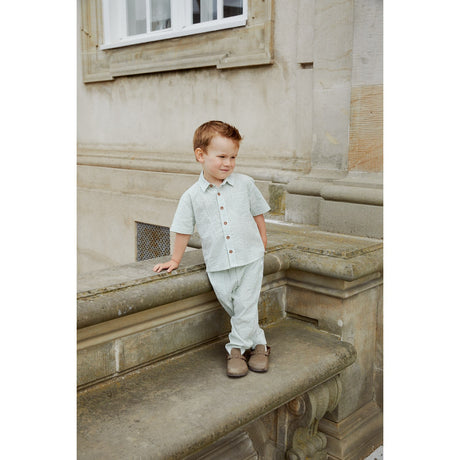 COPENHAGEN COLORS Green W Cream Stripe Seersucker Byxor