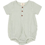 COPENHAGEN COLORS Green W Cream Stripe Seersucker Romper W. Ärmar