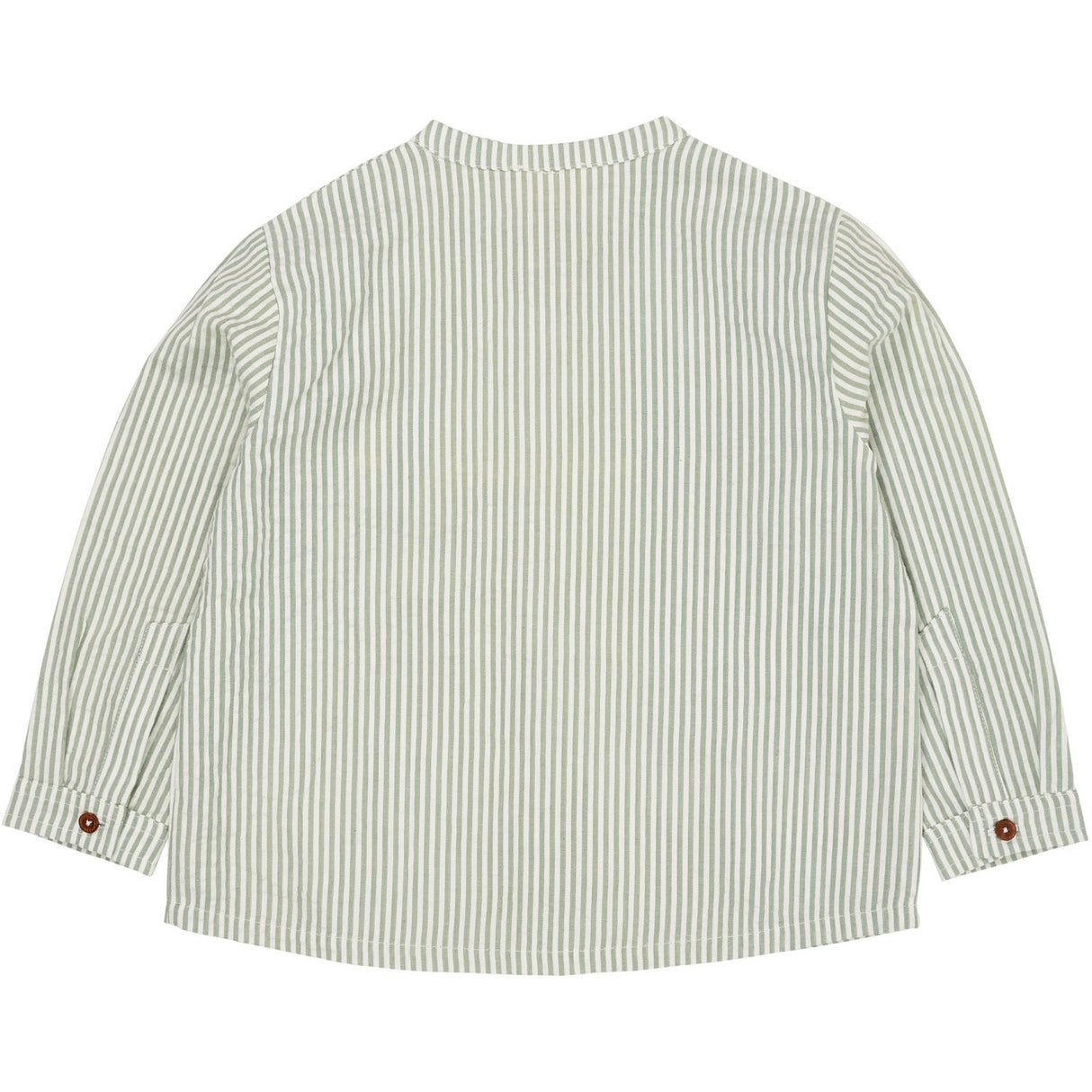 COPENHAGEN COLORS Green W Cream Stripe Seersucker Skjorta W. Placket