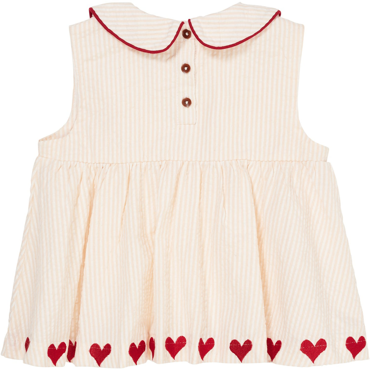 COPENHAGEN COLORS Dusty Rose W Cream Stripe W. Berry Seersucker Ss Blus W. Hearts