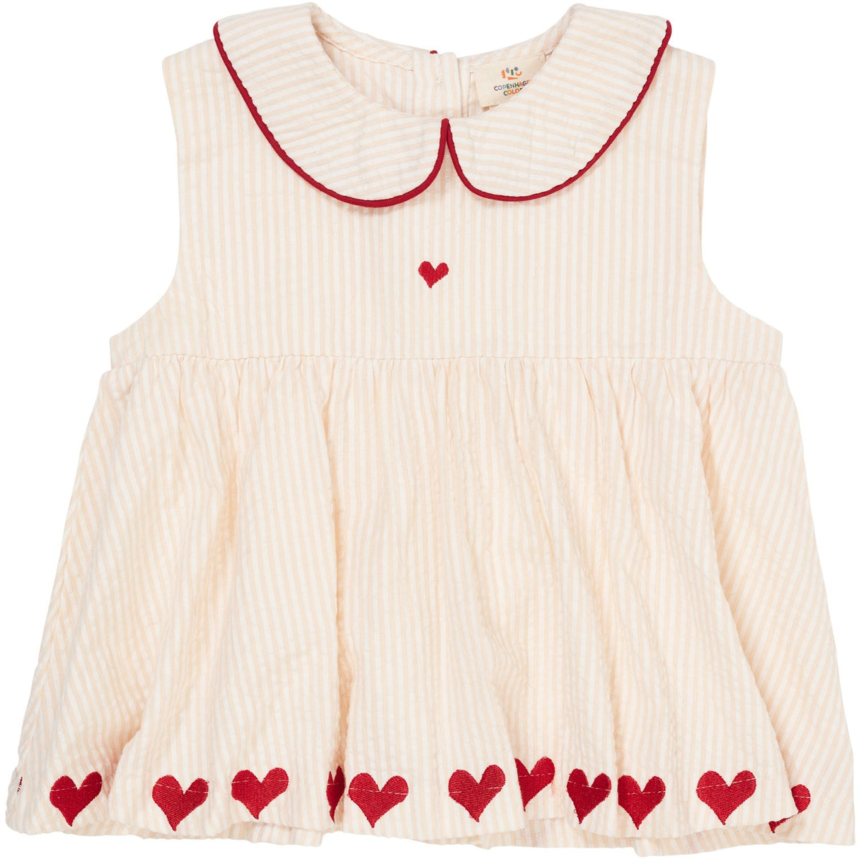 COPENHAGEN COLORS Dusty Rose W Cream Stripe W. Berry Seersucker Ss Blus W. Hearts