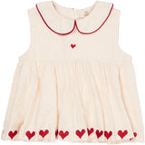 COPENHAGEN COLORS Dusty Rose W Cream Stripe W. Berry Seersucker Ss Blus W. Hearts