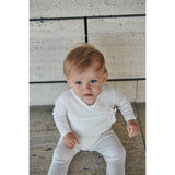 COPENHAGEN COLORS Cream Pointelle Heart Crossover Body Ls