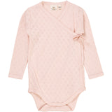 COPENHAGEN COLORS Dusty Rose Pointelle Heart Crossover Body Ls
