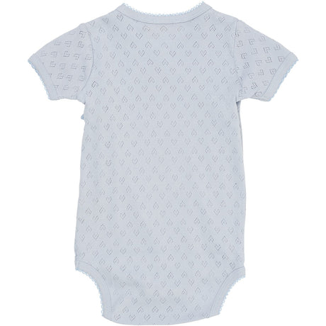 COPENHAGEN COLORS Dusty Blue Pointelle Heart Crossover Body Ss