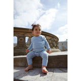 COPENHAGEN COLORS Dusty Blue Pointelle Heart Leggings