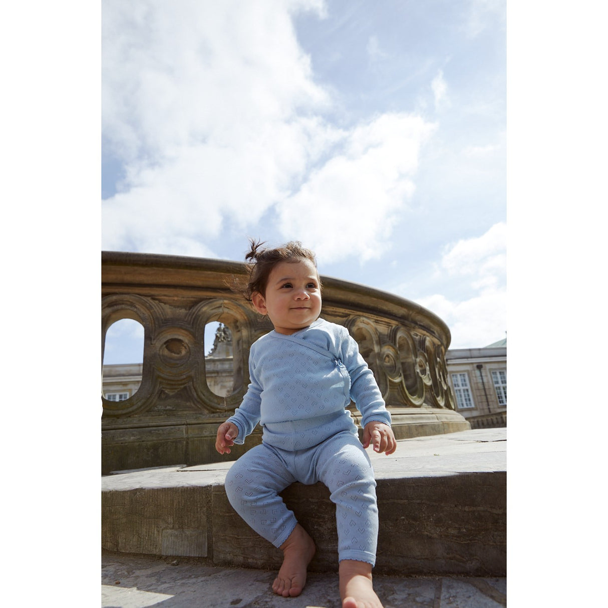 COPENHAGEN COLORS Dusty Blue Pointelle Heart Leggings