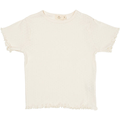 COPENHAGEN COLORS Cream Summer Pointelle T-Skjorta Ss