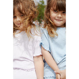 COPENHAGEN COLORS Dusty Blue Summer Pointelle T-Skjorta Ss