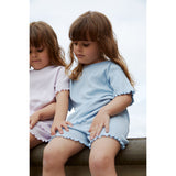 COPENHAGEN COLORS Dusty Blue Summer Pointelle T-Skjorta Ss