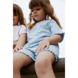 COPENHAGEN COLORS Dusty Blue Summer Pointelle T-Skjorta Ss