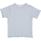 COPENHAGEN COLORS Dusty Blue Summer Pointelle T-Skjorta Ss