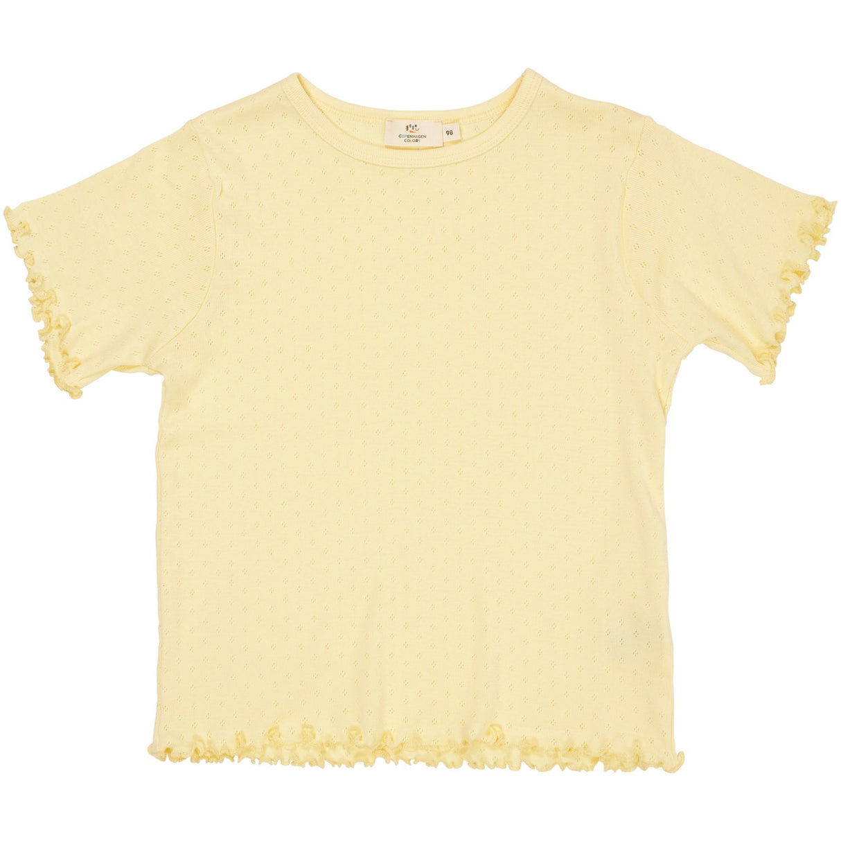 COPENHAGEN COLORS Lt Yellow Summer Pointelle T-Skjorta Ss