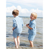 Serendipity Azur Stripe Kort Sleeve Skjorta