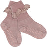 Gobabygo Rose Blush Non-Slip Strumpor I Merino Ull Lace