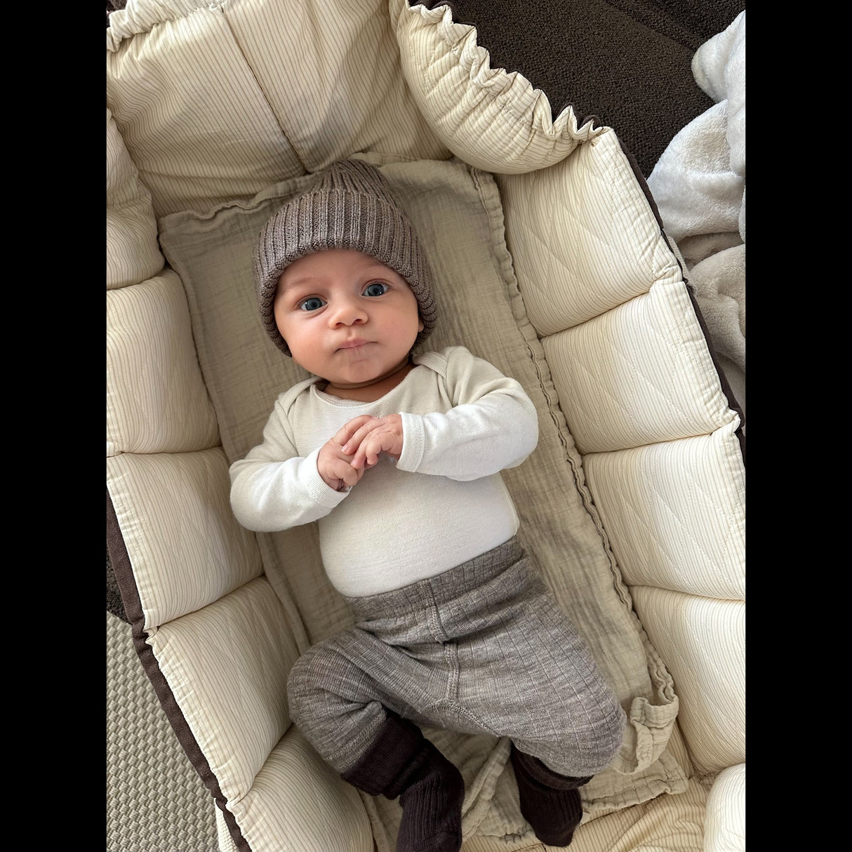 COPENHAGEN COLORS Brown With Cream Solid Stripe Organic Multifunctional Babylift Vol. 2