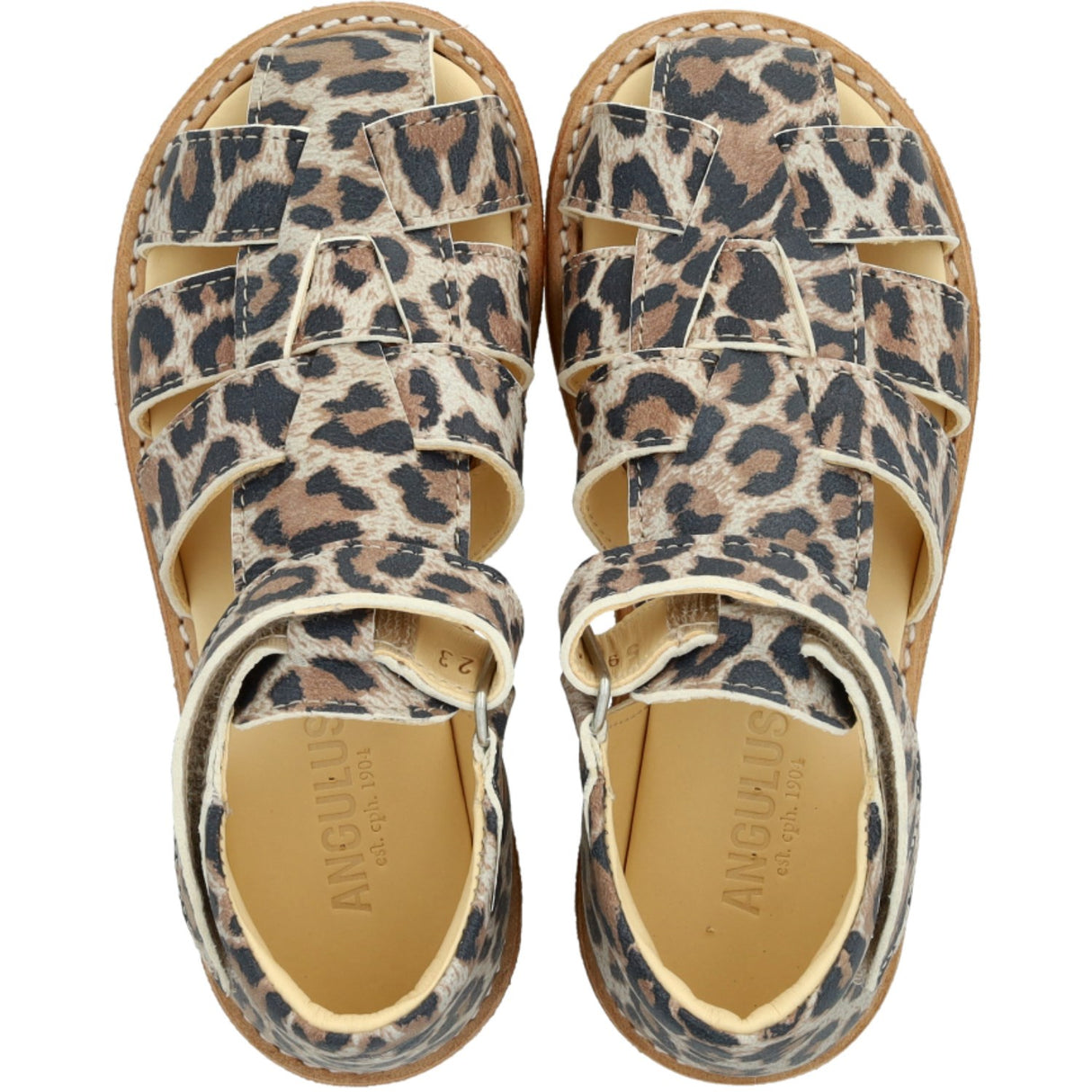 Angulus Leopard suede Börjar Sandal Med Kardborrebandlukning