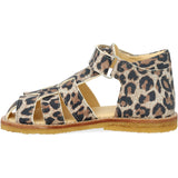 Angulus Leopard suede Börjar Sandal Med Kardborrebandlukning