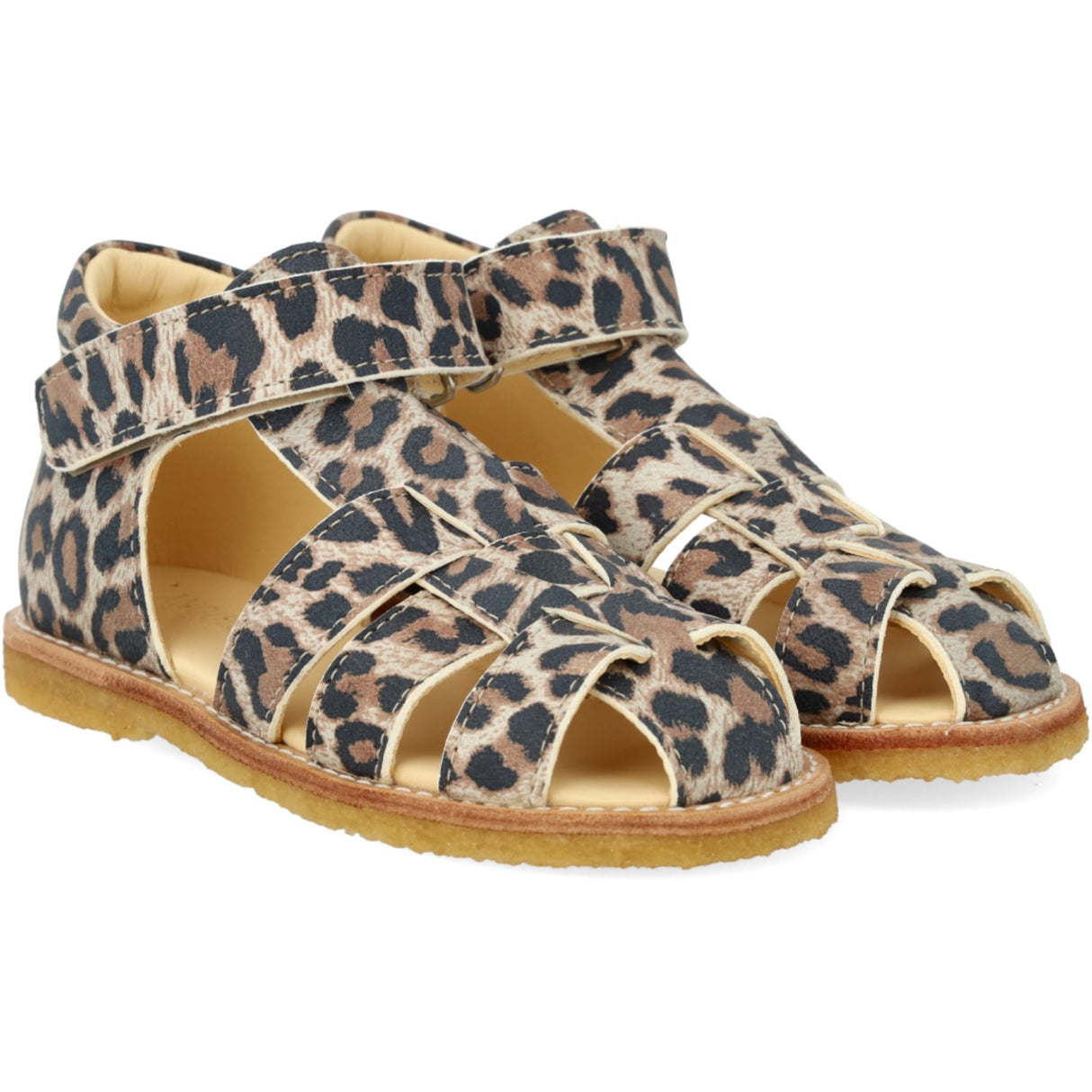 Angulus Leopard suede Börjar Sandal Med Kardborrebandlukning