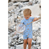 Mikk-Line Faded Denim AOP UV Bade Trøje Återvunnen