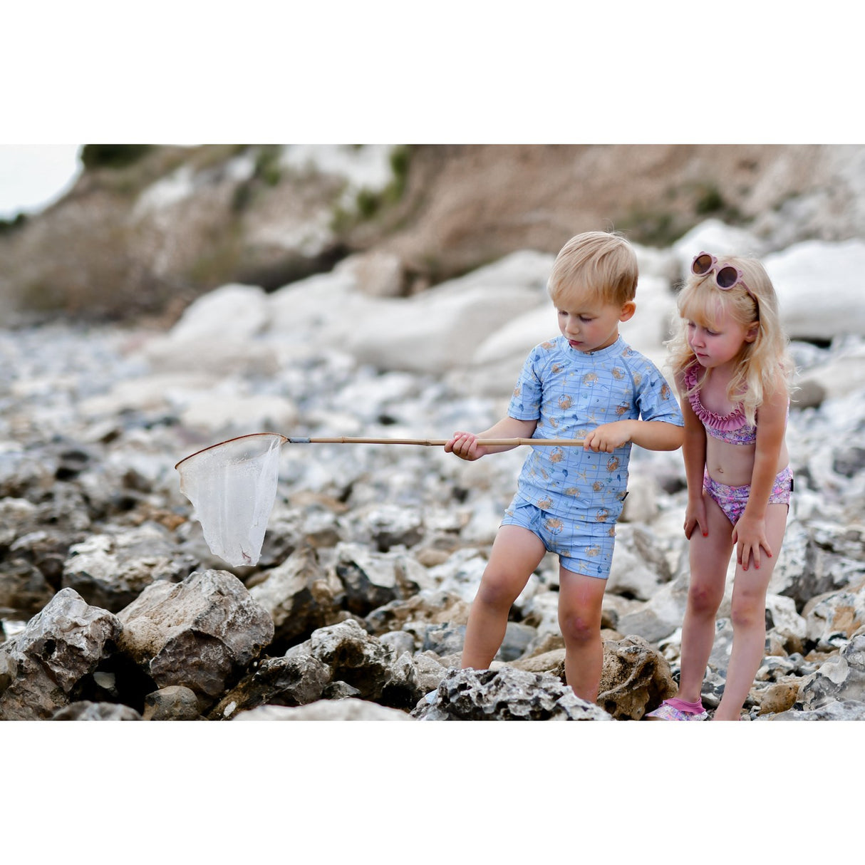 Mikk-Line Faded Denim AOP UV Bade Trøje Återvunnen