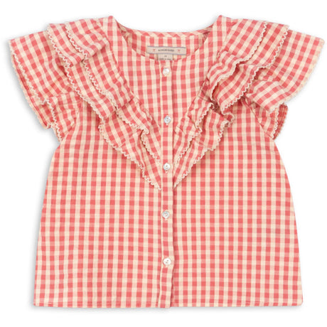 Konges Sløjd Flamingo Plume Check Kim Frill Ss Skjorta Gots