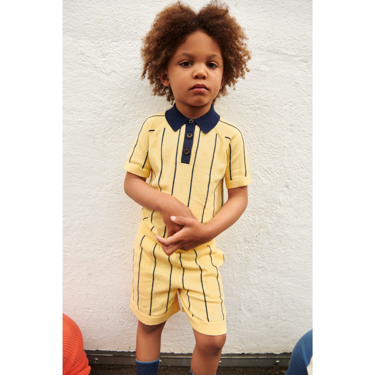 FUB vanilla/dark navy Striped Pikétröja