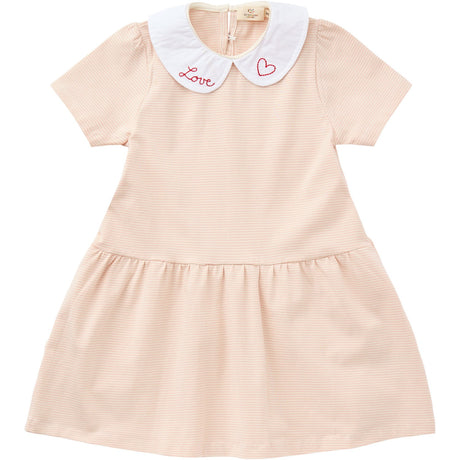 COPENHAGEN COLORS Dusty Rose/Cream Stripe Striped Klänning m. Poplin Krage