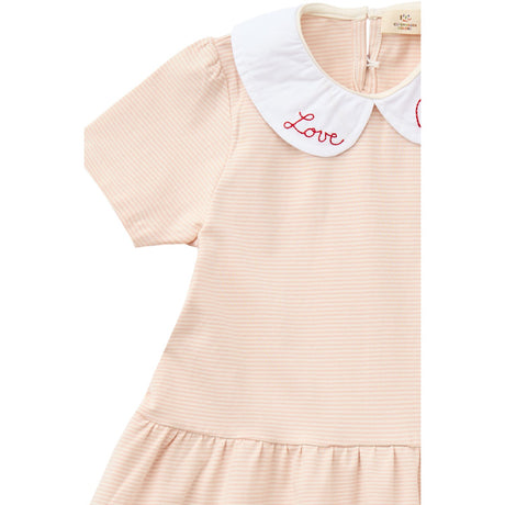 COPENHAGEN COLORS Dusty Rose/Cream Stripe Striped Klänning m. Poplin Krage