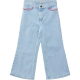 COPENHAGEN COLORS Lt Blue Indigo Washed Organic Denim Byxor Wide Leg W Rope Deco