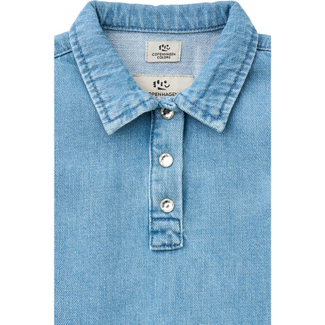 COPENHAGEN COLORS Lt Blue Indigo Washed Organic Denim Klänning W. Simili & Backside Patch